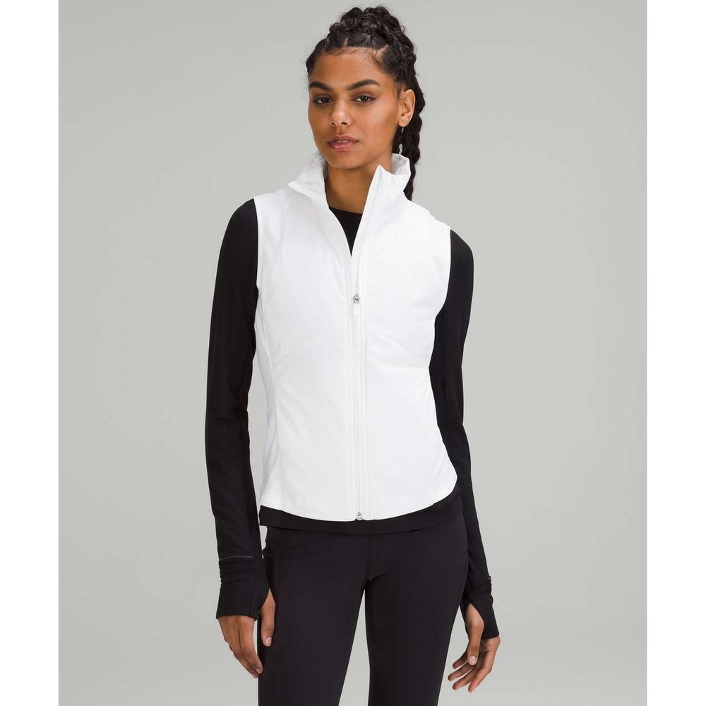Lululemon Push‎ Your Pace Vest White Size 10 Running Layer Women's Primaloft